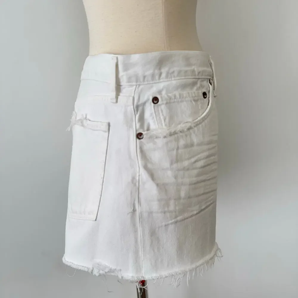 Agolde Anthropologie Parker Vintage Cutt-Off Shorts Denim Jeans in White 33 NWT - Picture 5 of 11